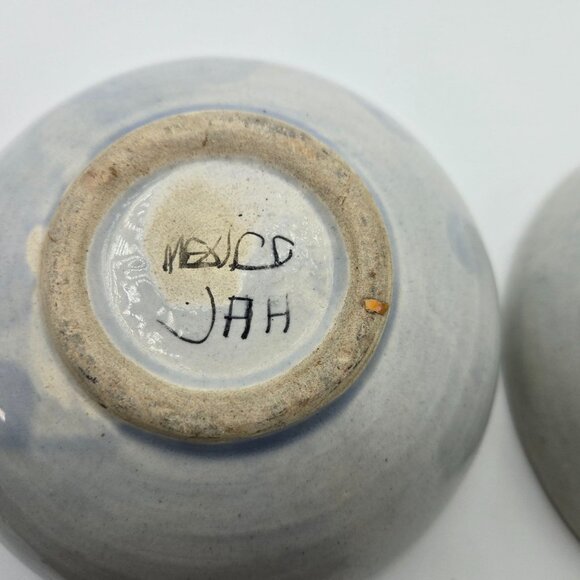 Hand Painted Artisan Tonala Talavera Pottery Bowls Bird Floral Signed Folk Art - Picture 5 of 8